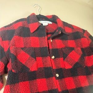 Buffalo plaid sherpa jacket.